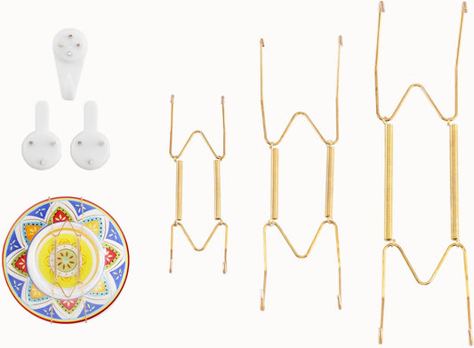3 Pack 6/8/10 Inch Decorative Plate Medium Plate Hangers for The Wall, Invisible Stainless Steel Wall Hangers for Display with Hooks, for Platter/Dish/Picture