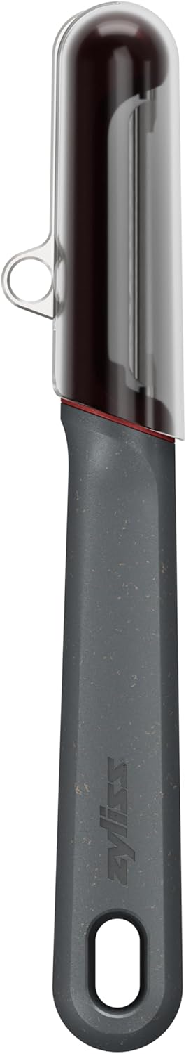 Zyliss Soft Skin Peeler – Ultra-Sharp Stainless Steel Blade for Tomatoes, Peaches & More – Ergonomic Wheatstraw Handle – Built-in Eye Cutter & Safety Cover – Dishwasher Safe – Fruit & Veggie Peeler