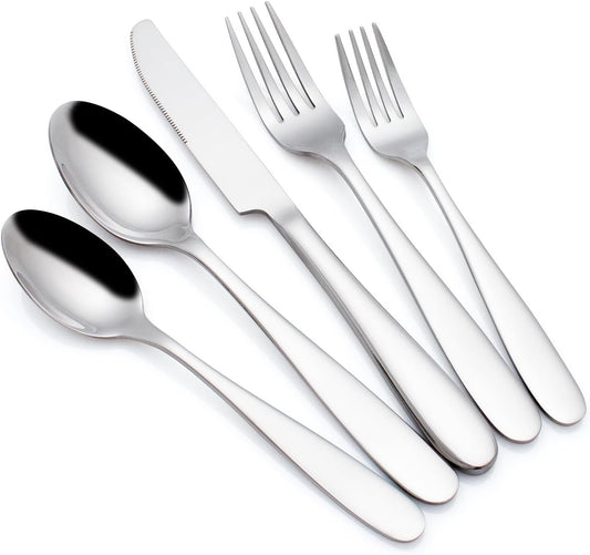 Silverware Set for 8, CITESANA 40-Piece Heavy Duty Mirror Polished Stainless Steel Flatware Set Cutlery Set Flatware Service for Home Kitchen