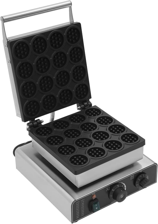 1750W 16 Grids Belgian Waffle Maker Machine with Temp and Time Control 122-572℉, 0-5 Mins, Non-Stick Plates Commercial Waffles Iron w/ 16 Molds, Stainless Steel Electric Waffle Making Machine