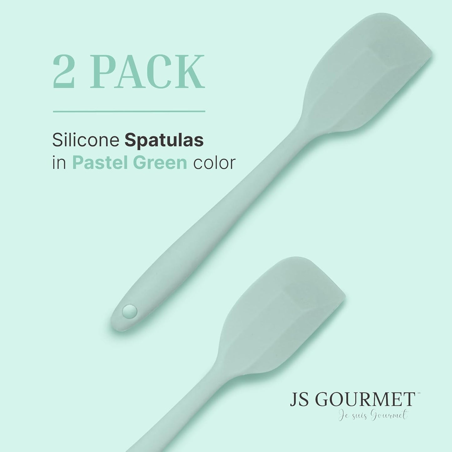 Silicone Spatula Set – 2-Piece Set of Rubber Spatulas for Non-Stick Cookware – Kitchen Tools and Accessories with Comfortable Handles, Heat-Resistant Utensils for Cooking and Baking – Pastel Green