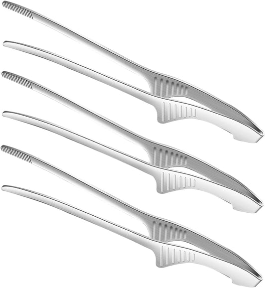 3PCS Kitchen Tongs 9.4 In Stainless Steel Grill Tongs Korean and Japanese Tongs Non-Slip Serrated Tips for Outdoor BBQ Camping Cooking Salad Serving