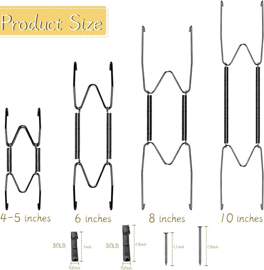 20 Pieces Invisible Wall Plate Hangers 4/5/6/8/10 Inches Wall Plate Hangers Stainless Steel Decorative with 20 Pieces Hook with Nails for Decorative Antique and Arts(Black)