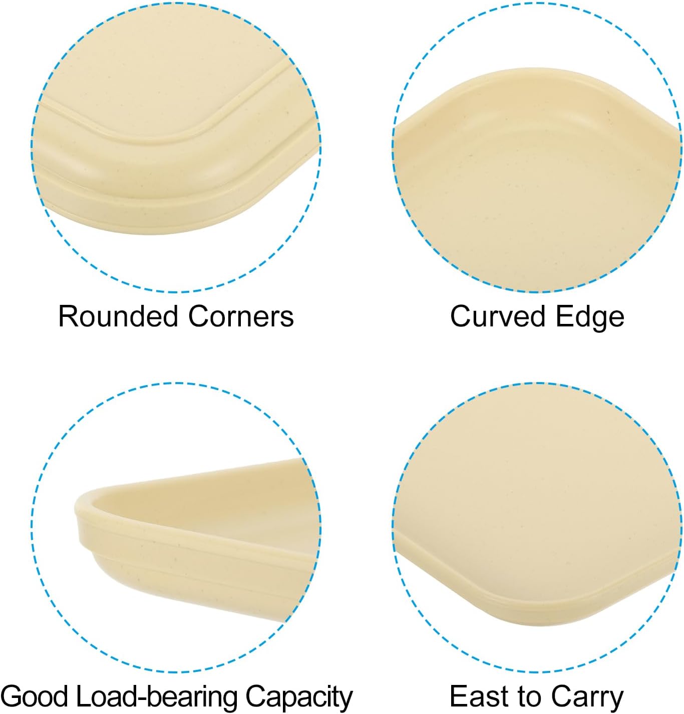 PATIKIL 9x7 Fast Food Tray, 2 Pack PP Plastic Reusable Multi-Purpose Non-Slip Rectangle Serving Tray for Cafeteria Restaurant Home Kitchen, Beige