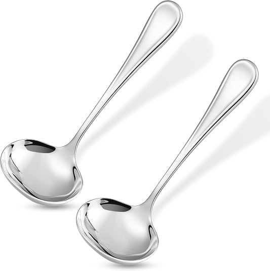 KEAWELL Premium 7.1" Verona Gravy Ladle, 18/10 Stainless Steel, Heavy-Duty with Deep Bowl, High-Polished Finish, Ergonomic Handle for Smooth Pouring, Dishwasher Safe (2, 7.1" Gravy Ladle)