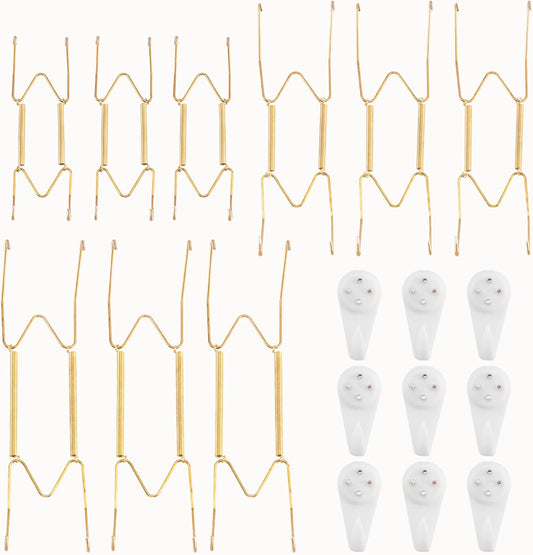 9 Pack 6/8/10 Inch Decorative Plate Medium Plate Hangers for The Wall, Invisible Stainless Steel Wall Hangers for Display with Hooks, for Platter/Dish/Picture