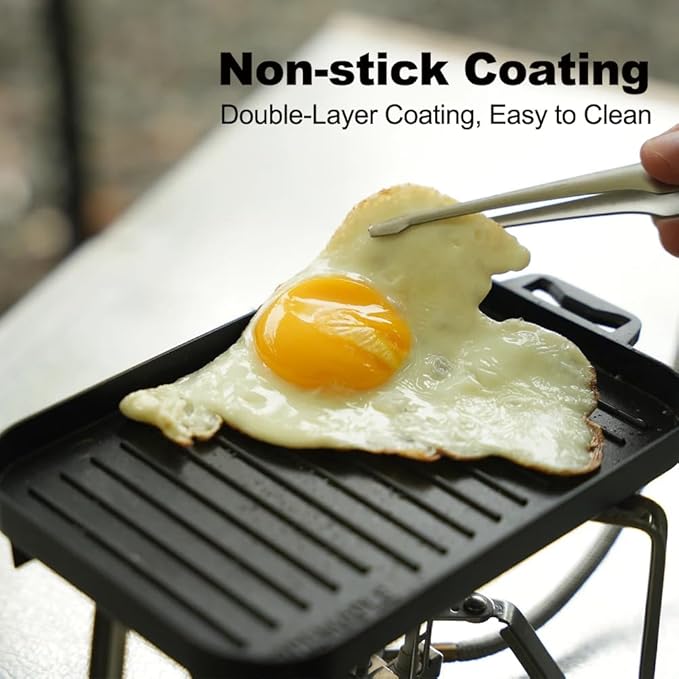 Fire Maple Compact Aluminium Alloy Mini Griddle Set with Stainless Steel Tongs - Portable Heating Kit for Outdoor and Indoor Use
