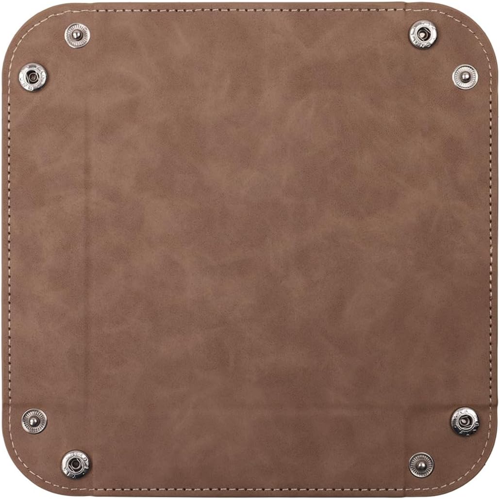 siduater Valet Tray Desktop Storage Organizer – Vegan Leather Catchall Bedside Vanity Tray Nightstand Caddy Holder for Remote Controller, Watch, Keys, Phone, Wallet, Coin, Jewelry, Stone Brown