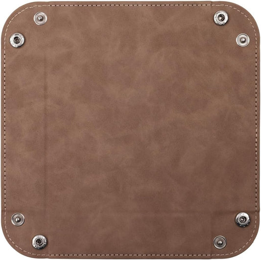 siduater Valet Tray Desktop Storage Organizer – Vegan Leather Catchall Bedside Vanity Tray Nightstand Caddy Holder for Remote Controller, Watch, Keys, Phone, Wallet, Coin, Jewelry, Stone Brown