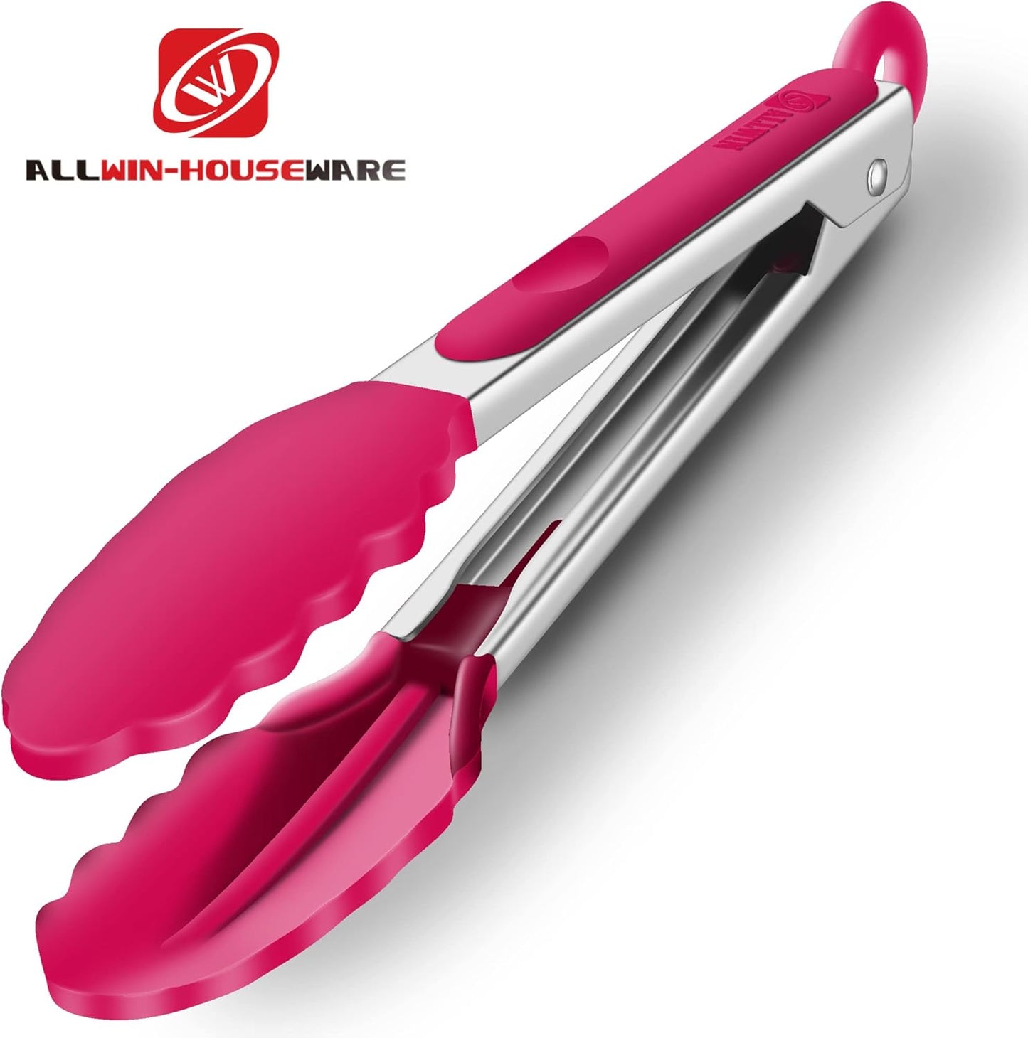 Premium Stainless Steel Food Tongs, 9-Inch & 12-Inch Wine Red Silicone BPA Free Non-Stick BBQ Cooking Grilling Locking Kitchen Tong