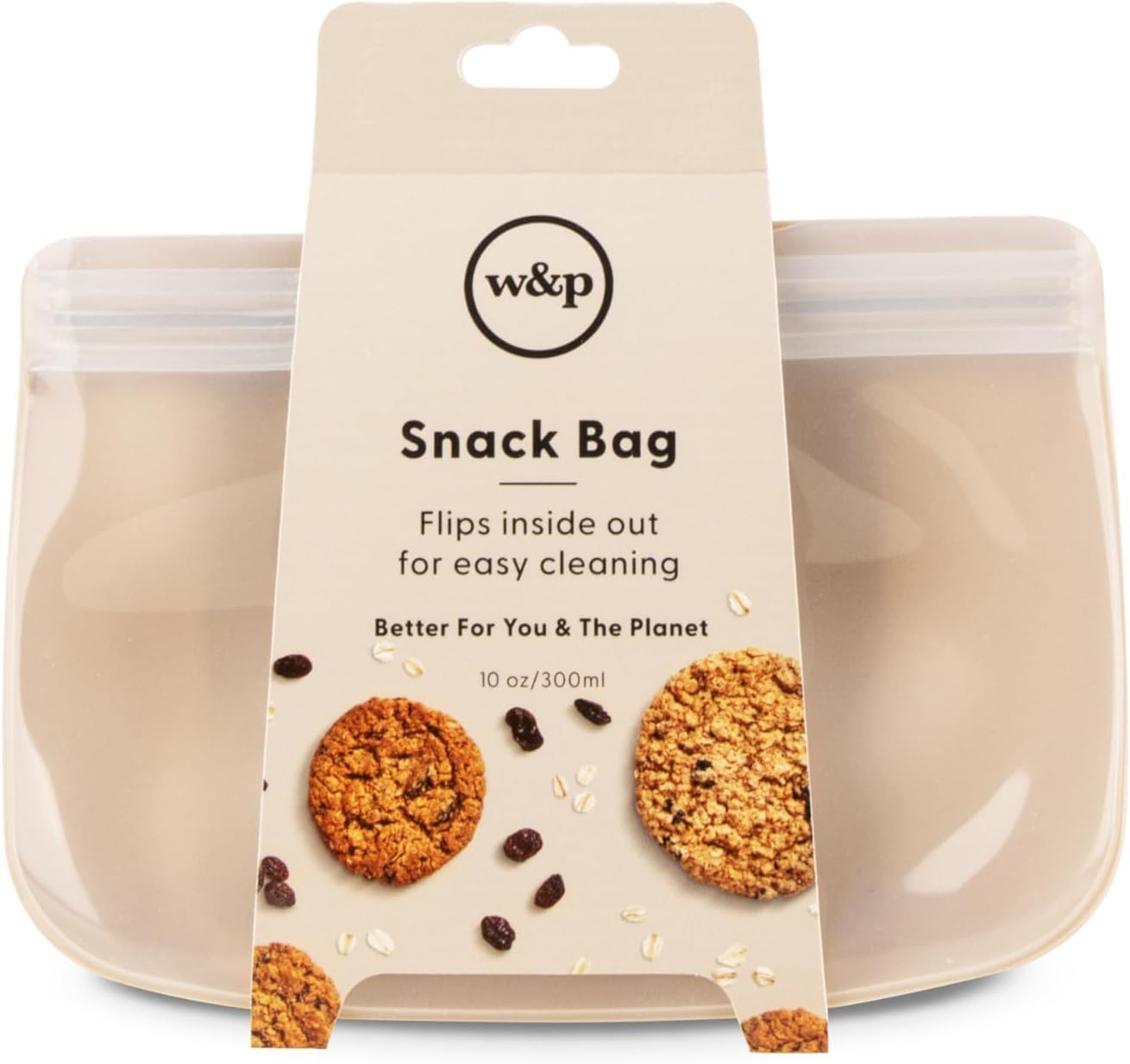 W&P Porter Silicone Reusable Storage Bag, Sandwich (10oz Flat), Oat, Food Storage Container, Microwave and Dishwasher Safe, Easy Cleaning