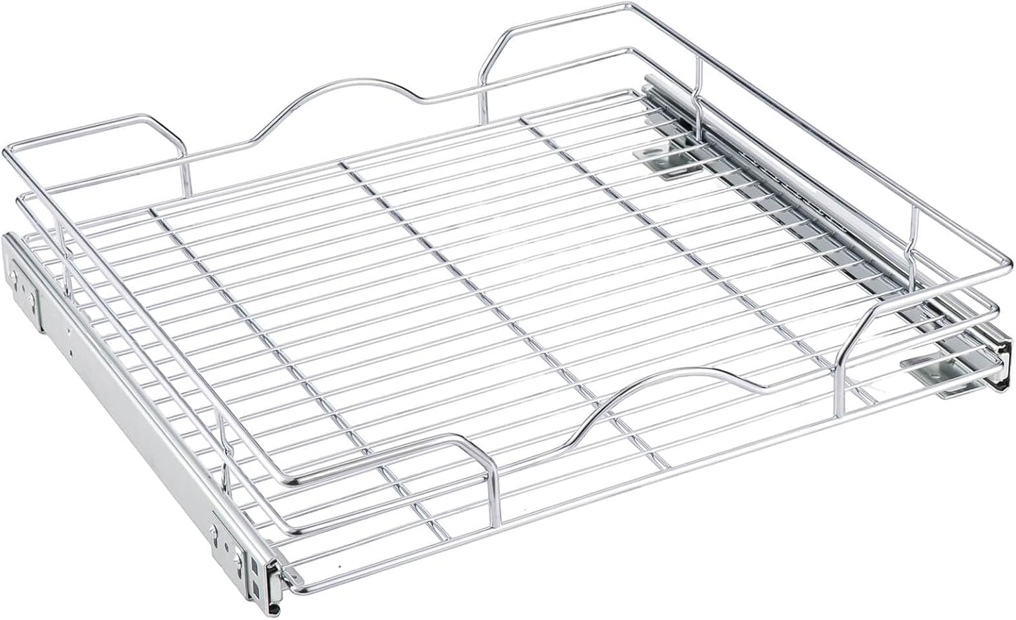 OCG Pull Out Cabinet Organizer (11.75" W x17 D), Pull out Shelves for Kitchen Cabinets, Slide Out Drawers for Base Cabinet Organization in Kitchen Bathroom Pantry, Bottom Mount, Chrome Finish