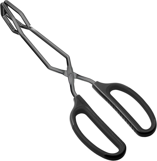 10" Stainless Steel Scissor Tongs with Comfort-Grip Handle (Black)