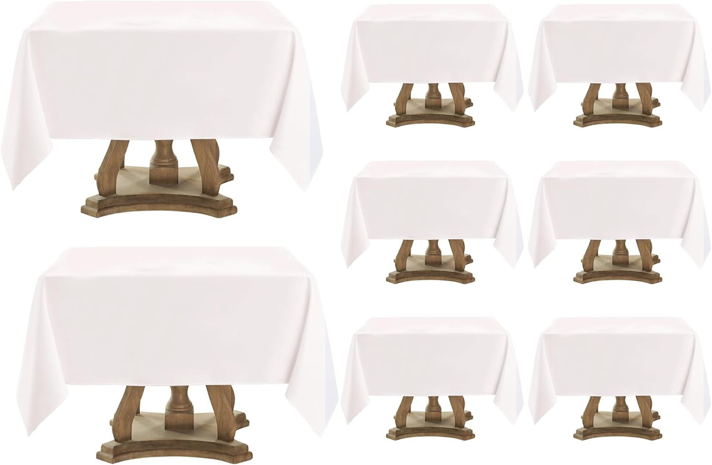 Square Tablecloth 52 x 52 Inch White 8 Pack Tablecloths Stain-Wrinkle Resistant Washable Polyester Table Cloths for Holiday, Buffet Parties, and Weddinge