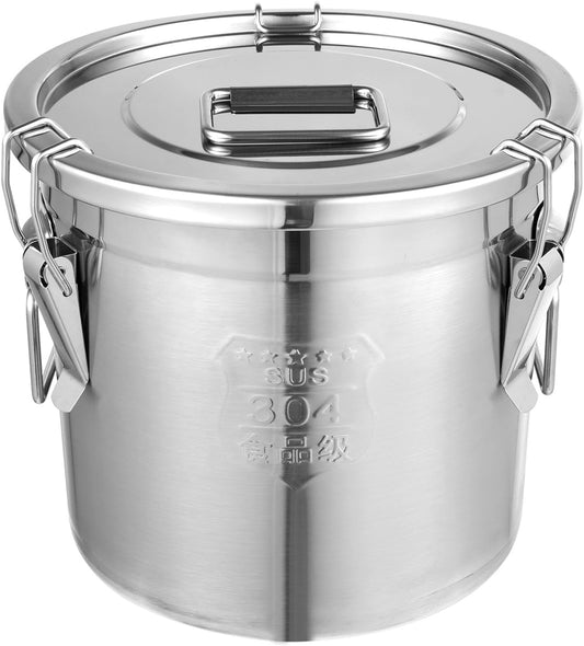 304 Stainless Steel Airtight Canister, 3.17Gal/405oz/12L Airtight Food Storage Container with Lid Lock Clips, Flour Container Metal Bucket Food Storage Container for Rice, Flour, Grain, Coffee Bean