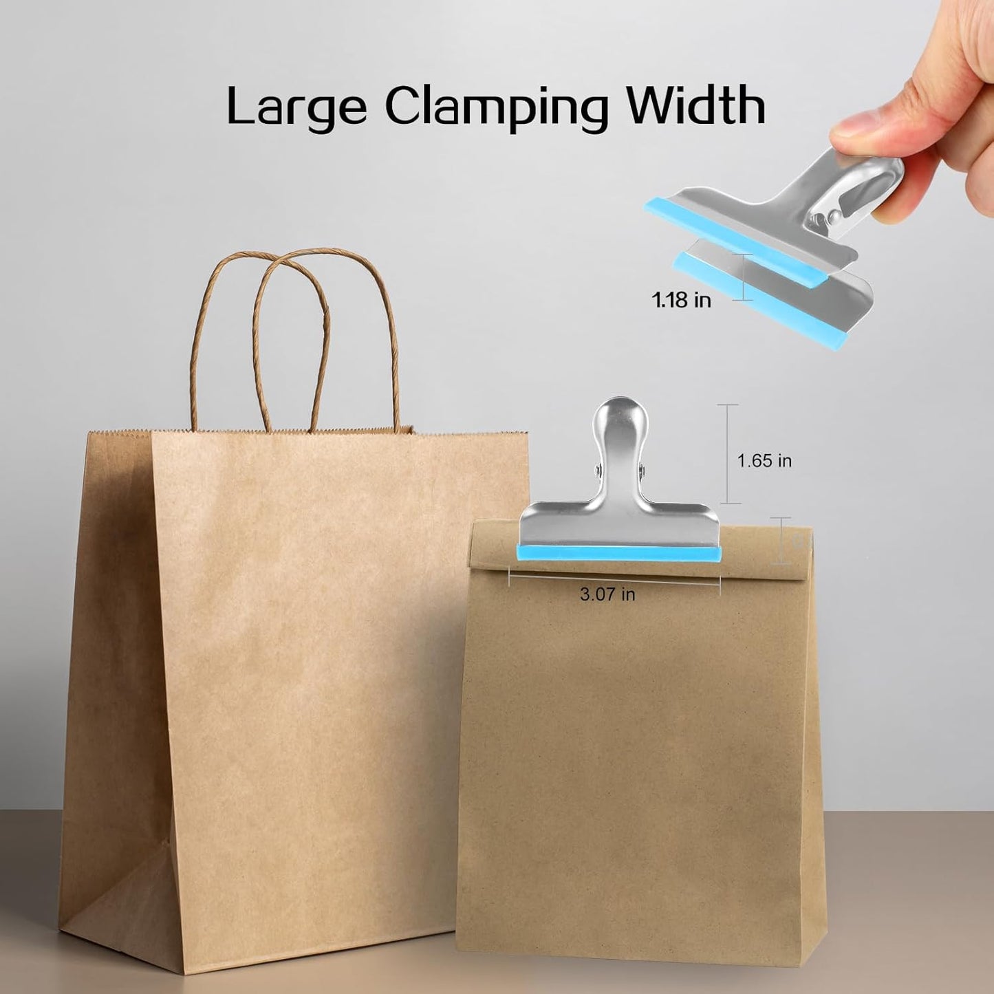 HOUSE AGAIN 12 Small Pack Stainless Steel Chip Bag Clips Covered with Silicone - NO More Sharp Edges - Color Coded for Food Bags - Air Tight Seal, Heavy Duty for Kitchen and Office, 2.5 Inches