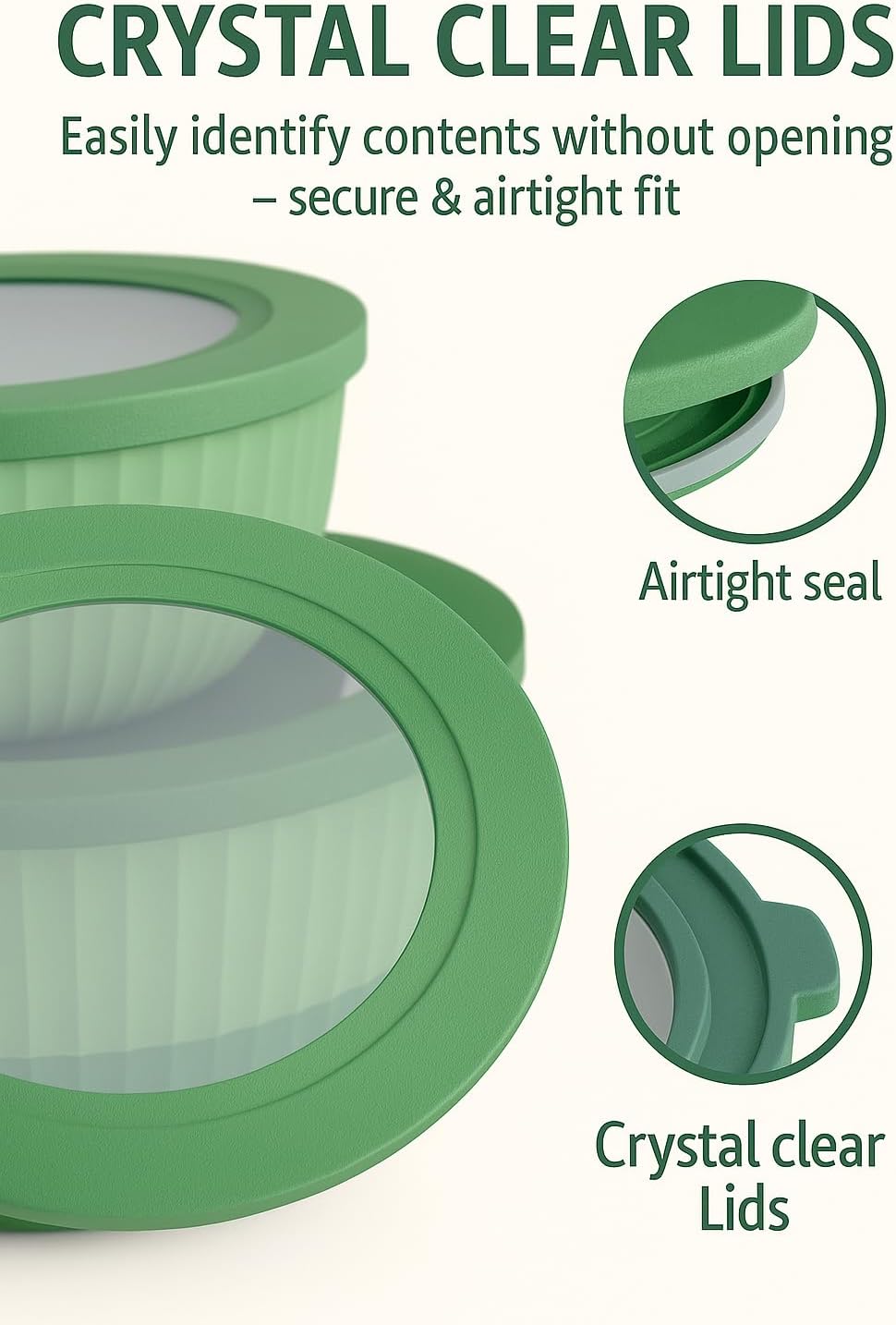 Mixing Bowl Set with Airtight Lids-8-Piece Nesting,Stackable, Leak-Proof Plastic Kitchen Bowls for Mixing&Food Prep-BPA-Free,Dishwasher,Microwave&Freezer Safe