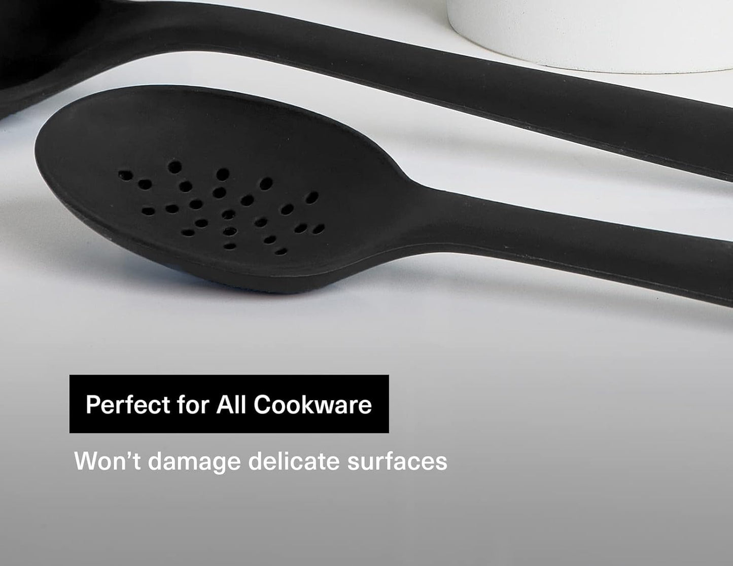 Misen Silicone Mixing Spoon - Professional-Grade, Dishwasher Safe - No Scratch Nonstick-Safe Kitchen Tool for Stirring, Scraping, and Serving - Stong, Durable, Heat Resistant - Black