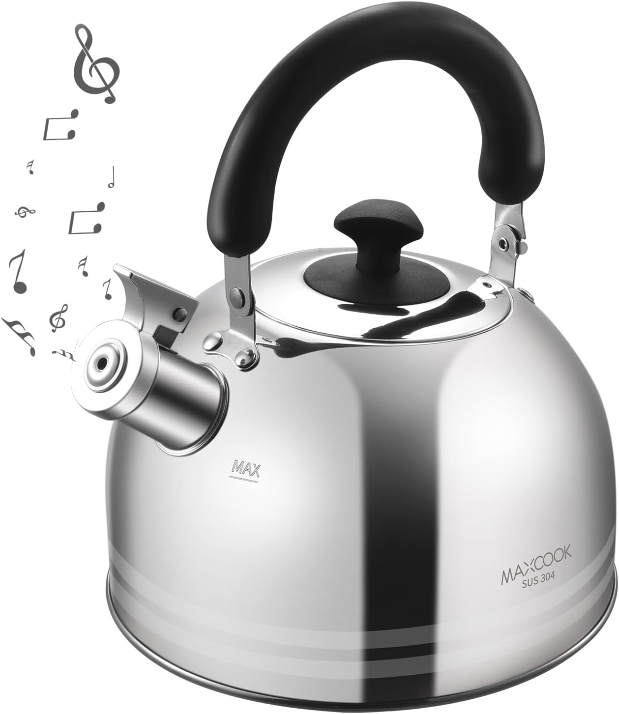 Whistling Tea Kettle for Stovetop, 5L Stainless Steel Tea pot Kettles,Striped frosted water pot, Large kettle teapot with Cool Touch Ergonomic Handle(Mirror Polish)