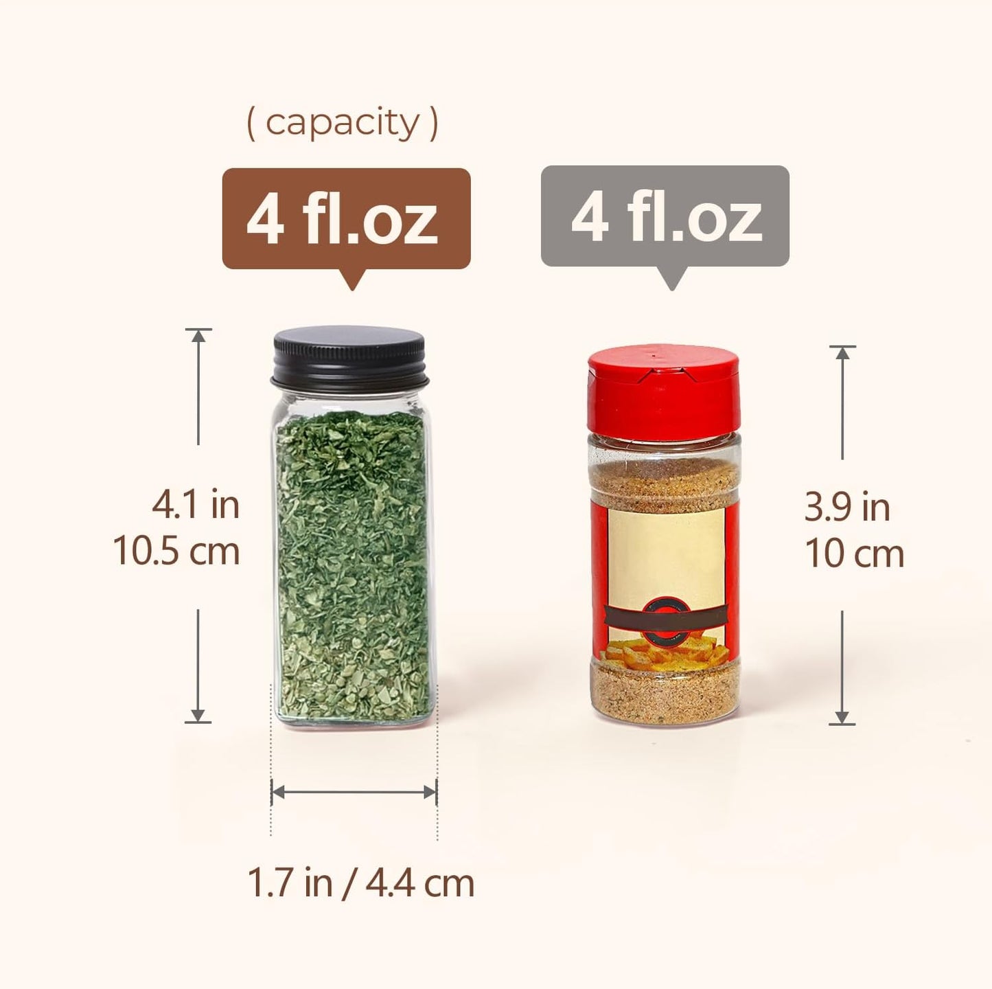 ComSaf 15Pcs 4oz Glass Spice Jars with Shaker Lids, 93 Labels, a Handy Funnel, a Pepper Grinder, Empty Spice Containers and Square Spice Bottles for Kitchen and Seasoning