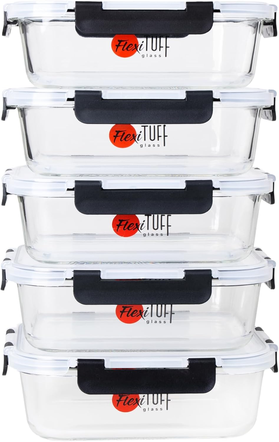 10pcs set Food Storage Container (5 Airtight and 5 Lids) | BPA Free, Leakproof Lids, Dishwasher, Microwave & Freezer Safe | Containers for Kitchen - Clear