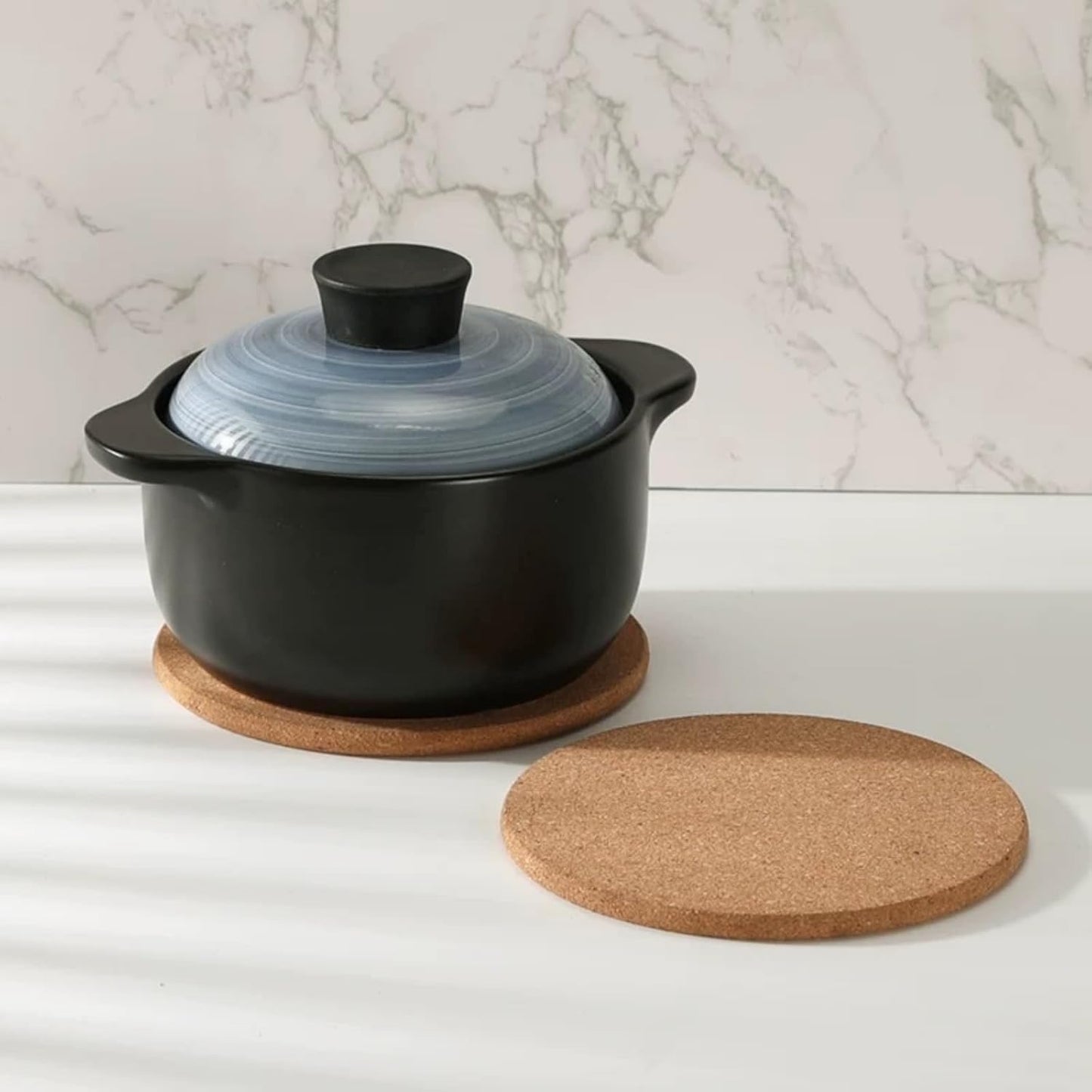 Cork Costers Set of 6, Table Mats for Table Hot Pot, Non Slip Thick Cork Trivet for Coffee, Tea, Kettles, Pots, Pans, and Plants 7.5inch