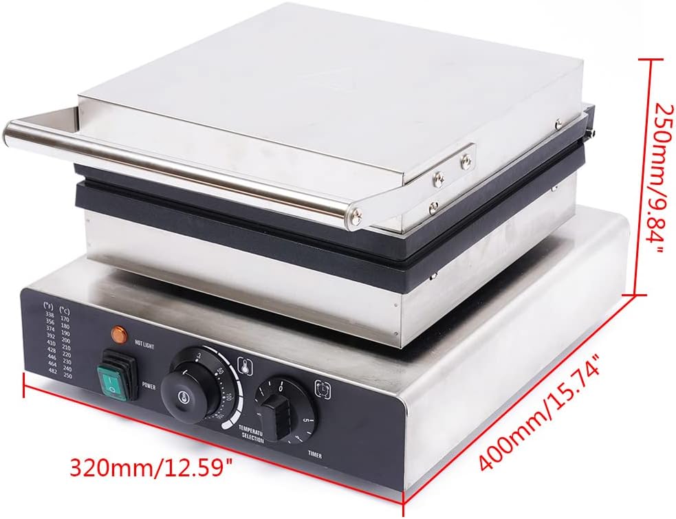 2200W Commercial Dutch Waffle Maker, Electric Waffle Maker Non-Stick Stainless Steel Belgian Waffle Iron w/Time & Temper Adjustable| Brushes|Food Clip, Large Waffle Machine for Restaurant Party Food