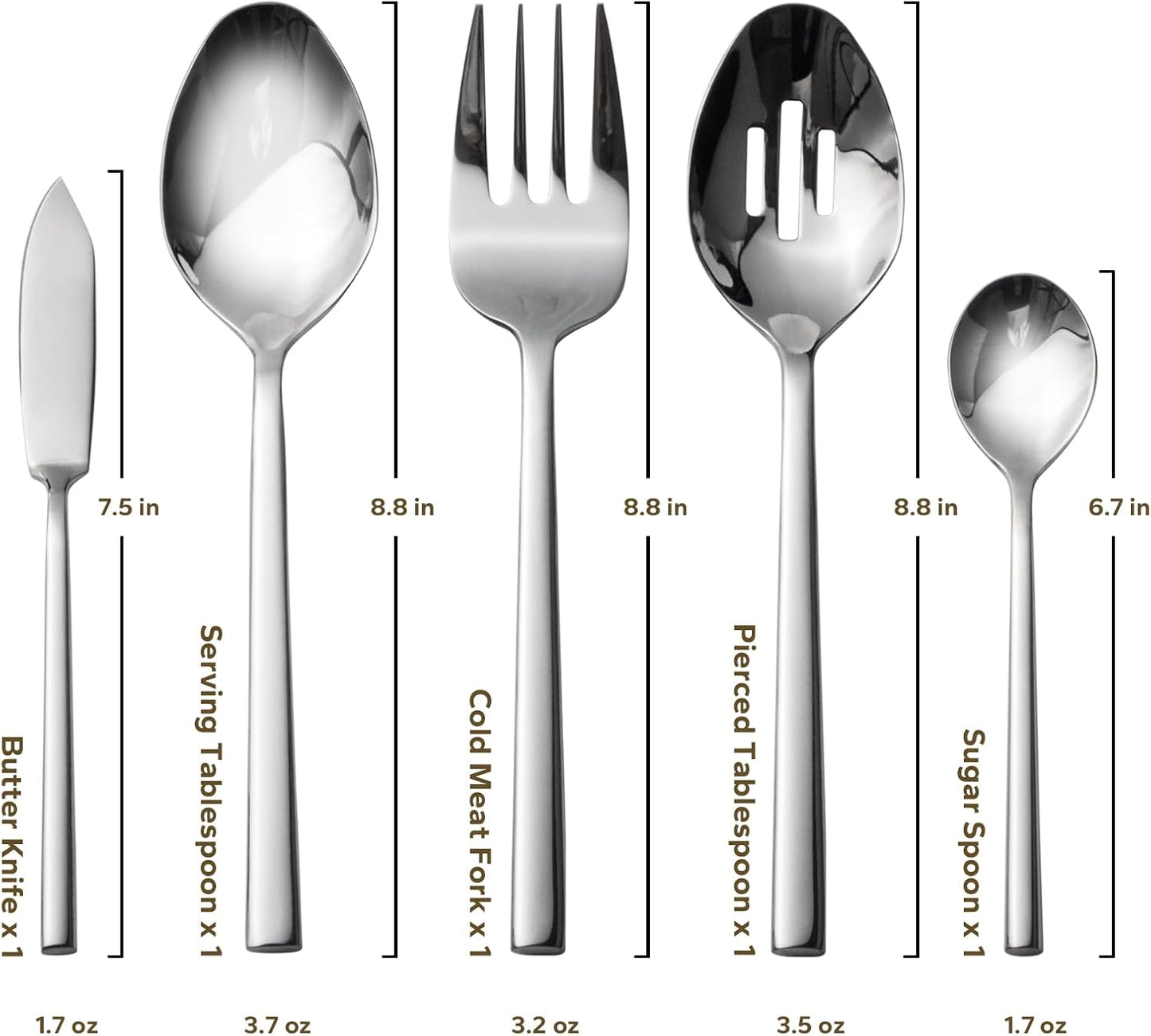 Alata Potter 65-Piece Forged Silverware Set, Service for 12 – Premium Stainless Steel Flatware Set, Modern Design with Satin Finish, Ideal for Home, Kitchen, Party, Camping