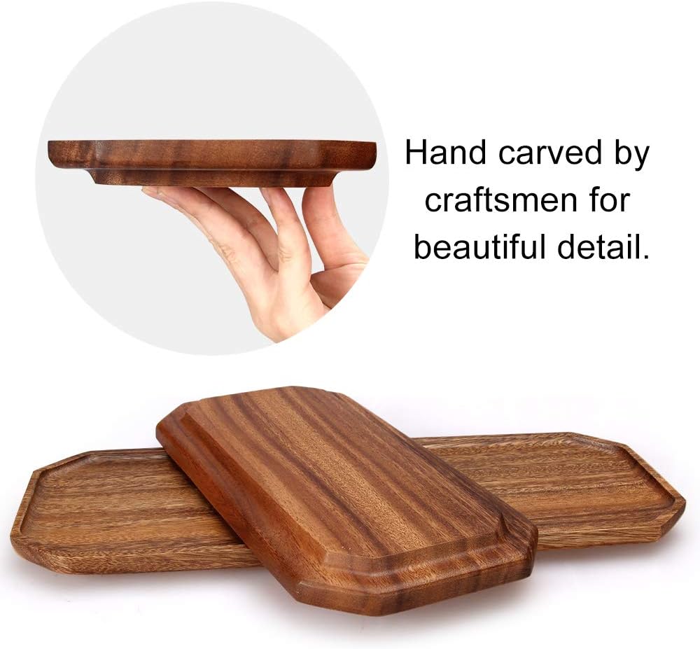 Renawe Set of 2 Wooden Serving Platters Food Tray Charcuterie Boards Large Acacia Wood Trays for Kitchen Counter Wood Charcuterie Platter Dish Candle Tray Fruit Cheese Serving Board