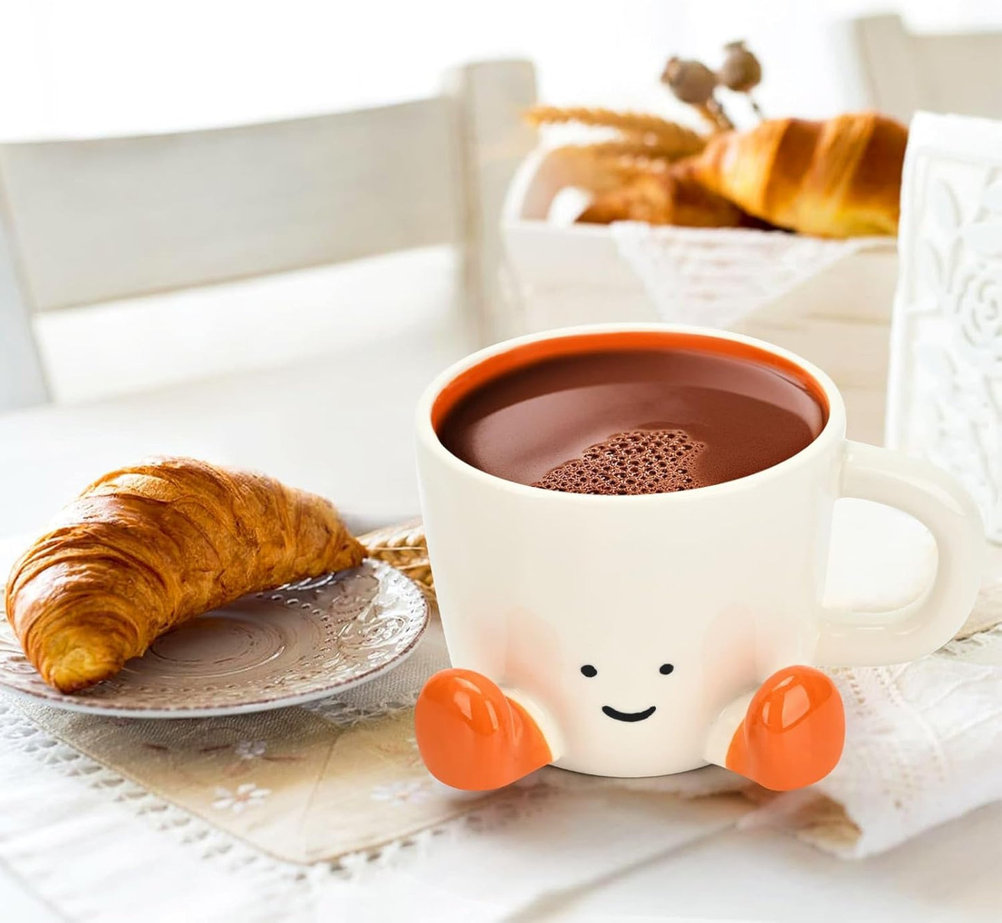 Coffee Mugs,Cute funny Mug For Women, 12.8oz/380ml Unique Ceramic Coffee Tea Cups, Office Mug Gift (orange)