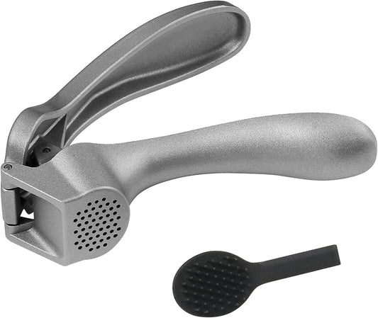 Garlic Press, Garlic Mincer Easy-squeeze Ergonomic Handle, Rust Proof, No Need To Peel, Professional Ginger Press & Garlic Crusher with Handy Cleaning Brush- Dishwasher Safe