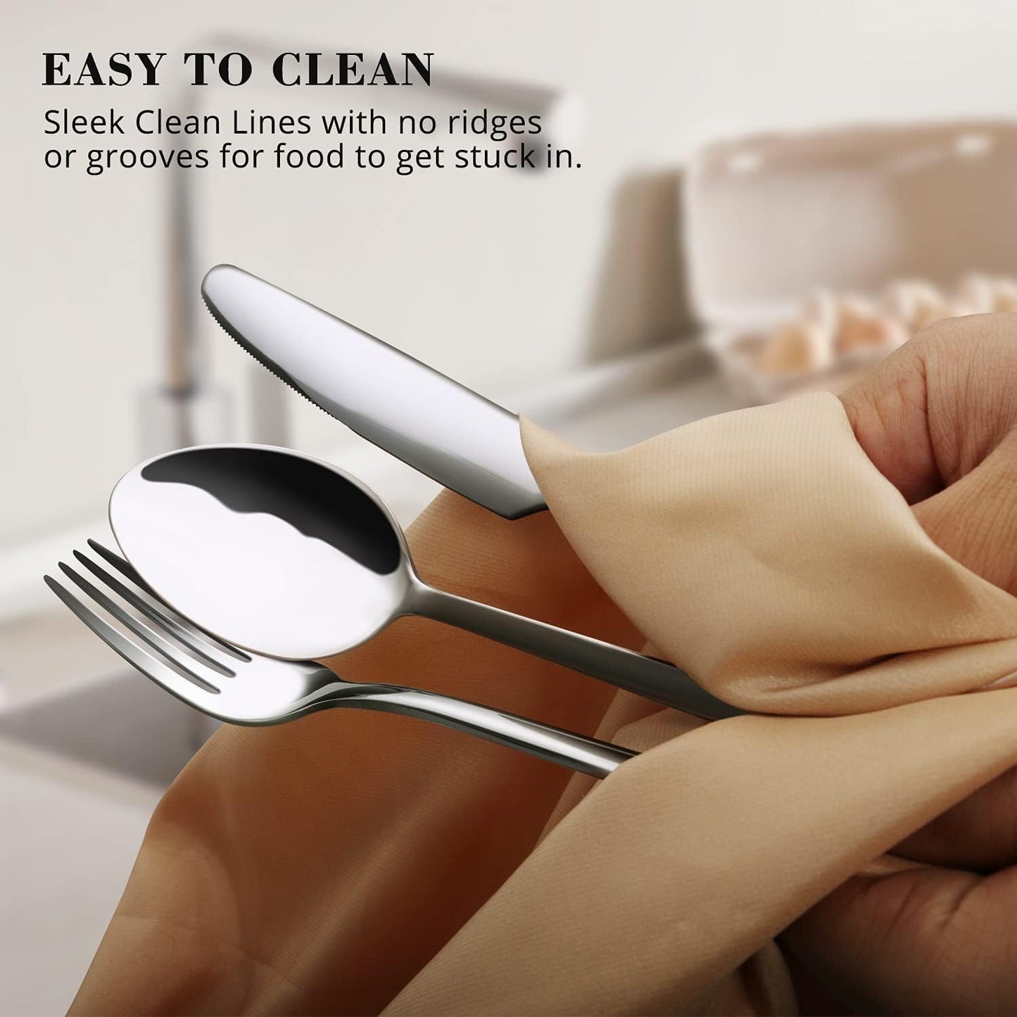 KINGSTONE Silverware Sets with Serving Utensils, 65 Piece Flatware Set for 12 with Gift Box