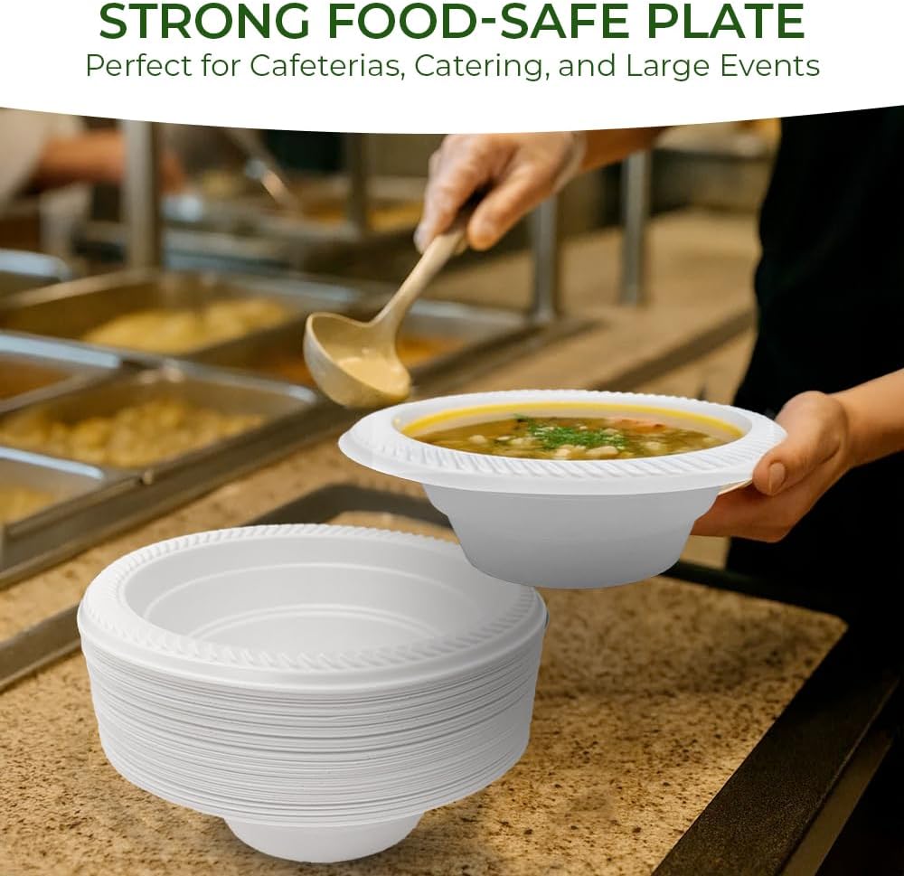 Betta 12 Oz Disposable Plastic Soup Bowls, White, 800 Count, Bulk Case for Schools, Breakrooms and Cafeteria, Microwave Safe (8 Pack Per Box x100)
