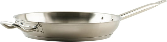 Winco Commercial-Grade Stainless Steel Fry Pan with Helper Handle, Natural Finish, 12"