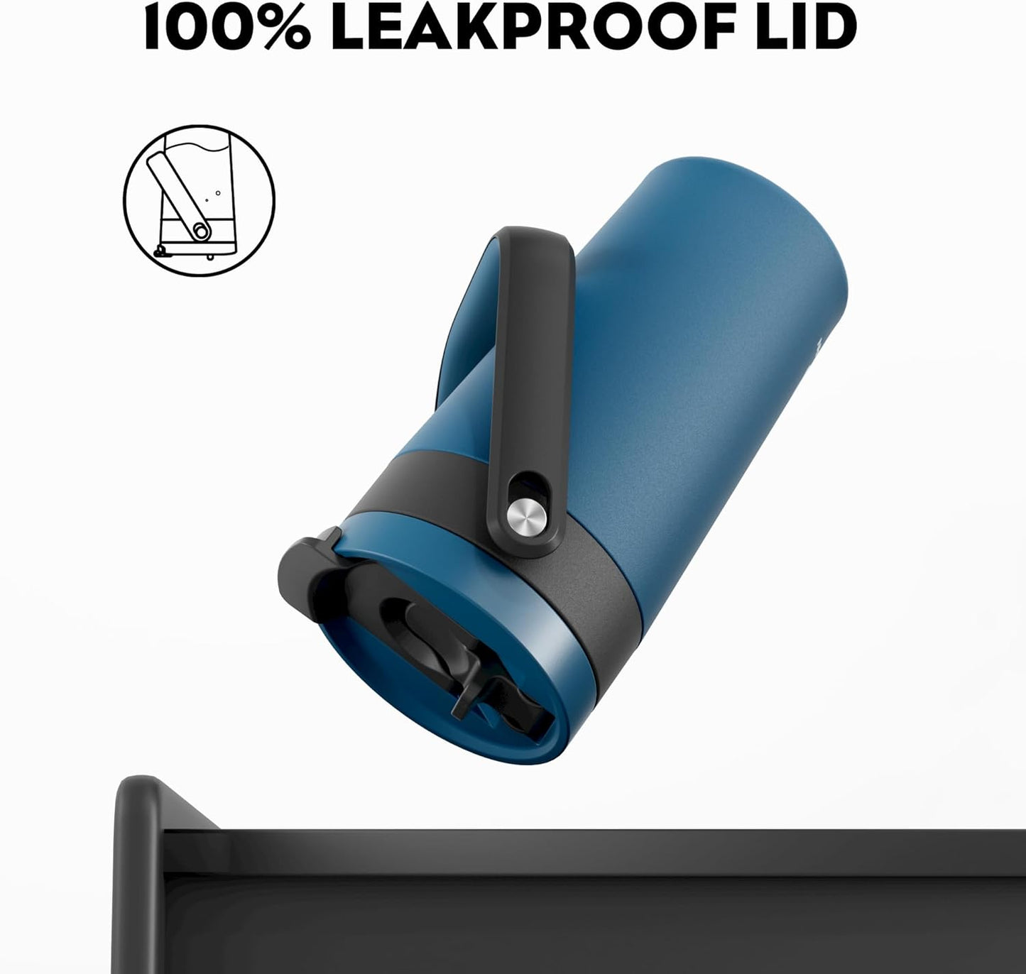 16 oz Insulated Coffee Mug for Work: 2-in-1 Straw Flip Lid, Keep Cold 24H, Fit in Car Cupholder, Leakproof, Stainless Steel Coffee Tumbler with Handle for Travel, Outdoor, Camping and Gifts (Deepsea)