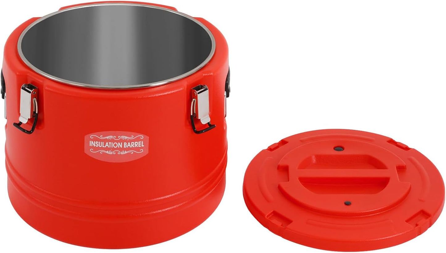 DYNAMI Large Insulated Food Container, 8 Gallon Portable Commercial Food Warmer Insulated Soup Container Cold Hot Box for Catering,Stainless Steel Inner Liner, Sealed and Leak-proof (Red, 8 Gal)