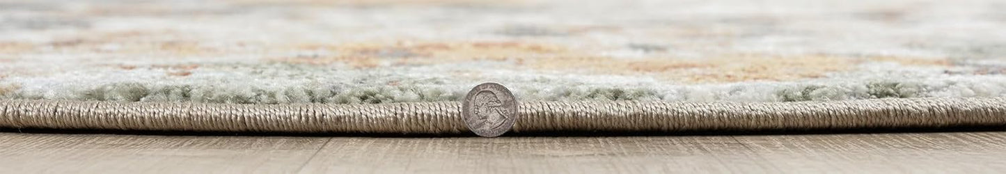 Keen Home Design Area Rugs - 8ft Round Non-Shedding, Abstract Rugs for Kitchen, Living Room, Bedroom, Dining Room, Entryway - Size: 7'10" Round, Multi