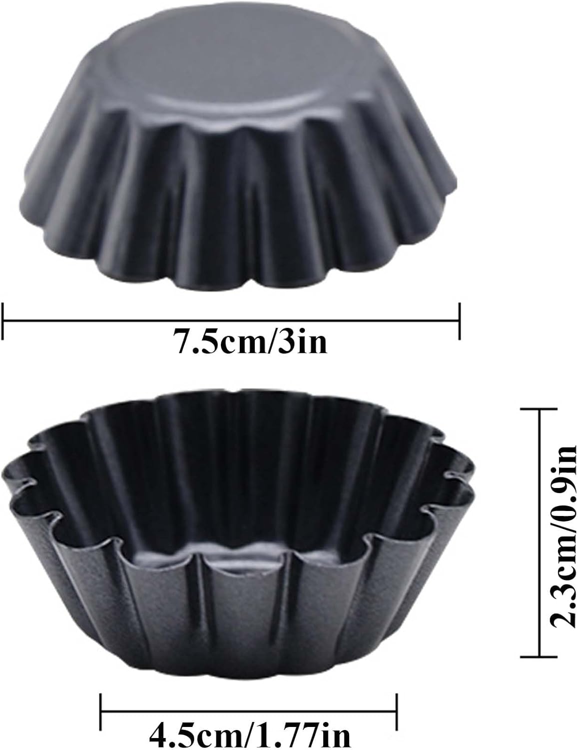 12 Packs Egg Tart Pan, Non-Stick Carbon Steel Molds, Reusable Mini Pie Mould Muffin Cupcake Pudding Baking Cup for Pies, Cakes, Quiche - Bakeware Tool 3 x 0.9inch