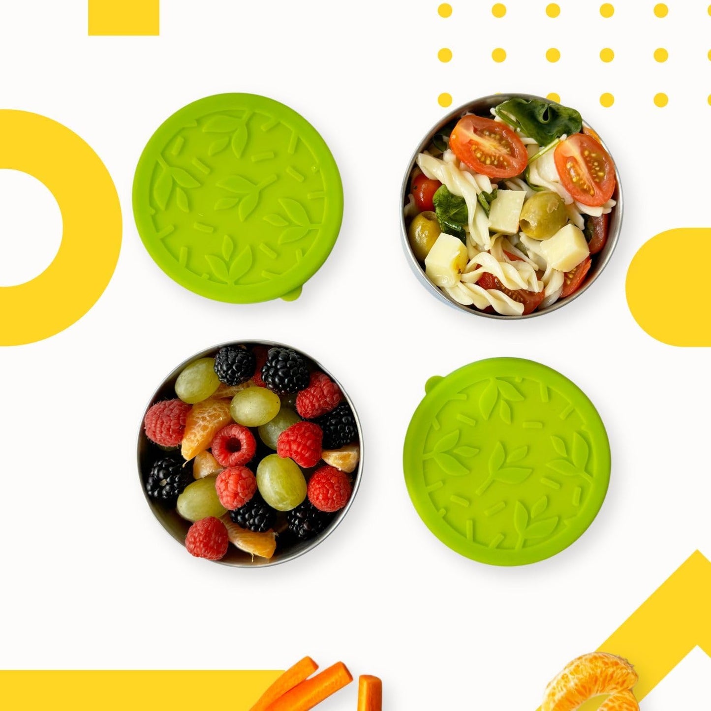 TAVVA 2 X 12 oz Stainless Steel Snack Containers with Lids - Leakproof w/Silicone Lids - BPA Free - Dishwasher & Freezer Safe - Portable & Reusable - Stainless Steel Food Containers 12 oz