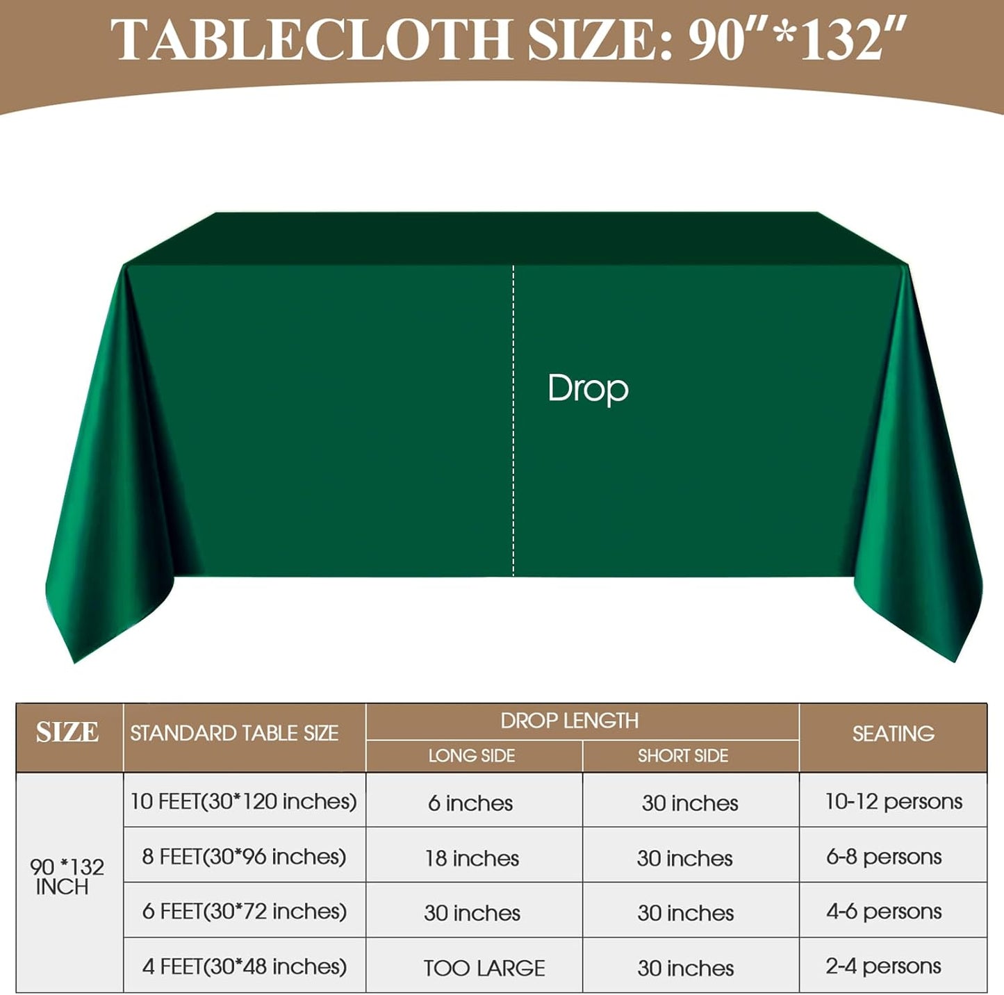 Rectangle Tablecloths 90x132 Inch 2 Pack Dark Green Tablecloth Washable Decorative Linen Polyester Table Cloths for Dining Table Banquets Buffet Parties and Wedding