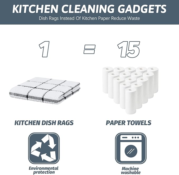 Nialnant 8 Pack Kitchen Towels,100% Cotton Dish Cloths for Washing Dishes,Soft Absorbent Dish Towels for Kitchen,Quick Drying Kitchen Rags,12x12 Inches,Grey