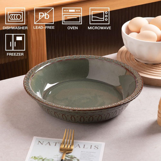 Sweejar Ceramic Pie Pan for Baking,Round Baking Dish Pan for Dinner 10 Inches, Pie Dish Non-Stick Pie Plate for Quiche, Tart, Cake, Pumpkin Pie, Pot Pies(Gray)