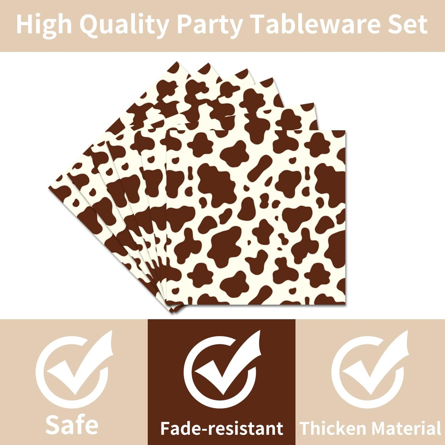 Highland Cow Party Supplies Tableware - 96 Pcs Brown Cow Tableware Disposable Plates Napkins Forks Sets for 24 Guests, Highland Cow Party Decorations Animal Party Favor for Baby Shower Kids Birthday