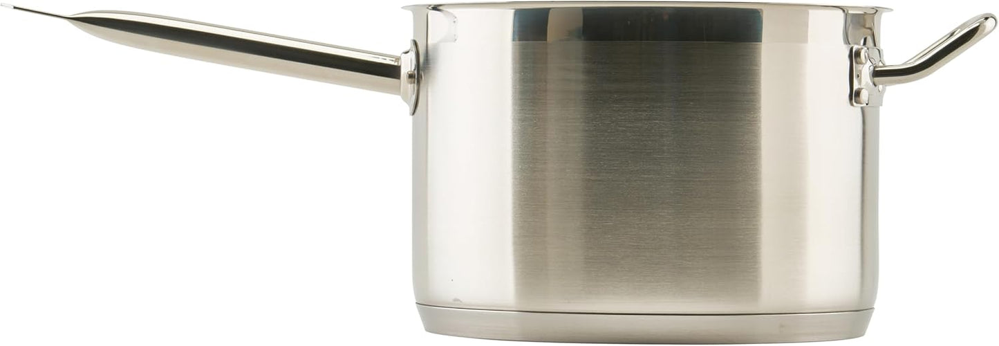 Winco Heavy-Duty Stainless Steel Sauce Pan with Cover and Helper Handle, 7.5 Quart