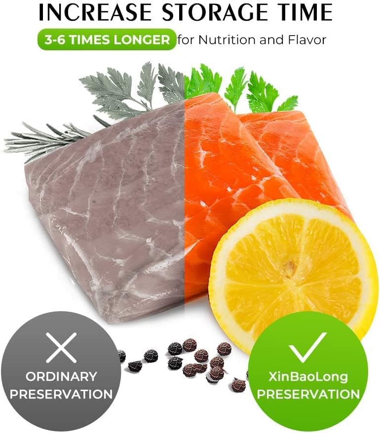 Vacuum Sealer Bags for Food，Seal a Meal Bags Rolls，11inx20 Rolls 2 Pack，XinBaoLong，Commercial Grade, Heavy Duty, BPA Free,Great for Vac Storage