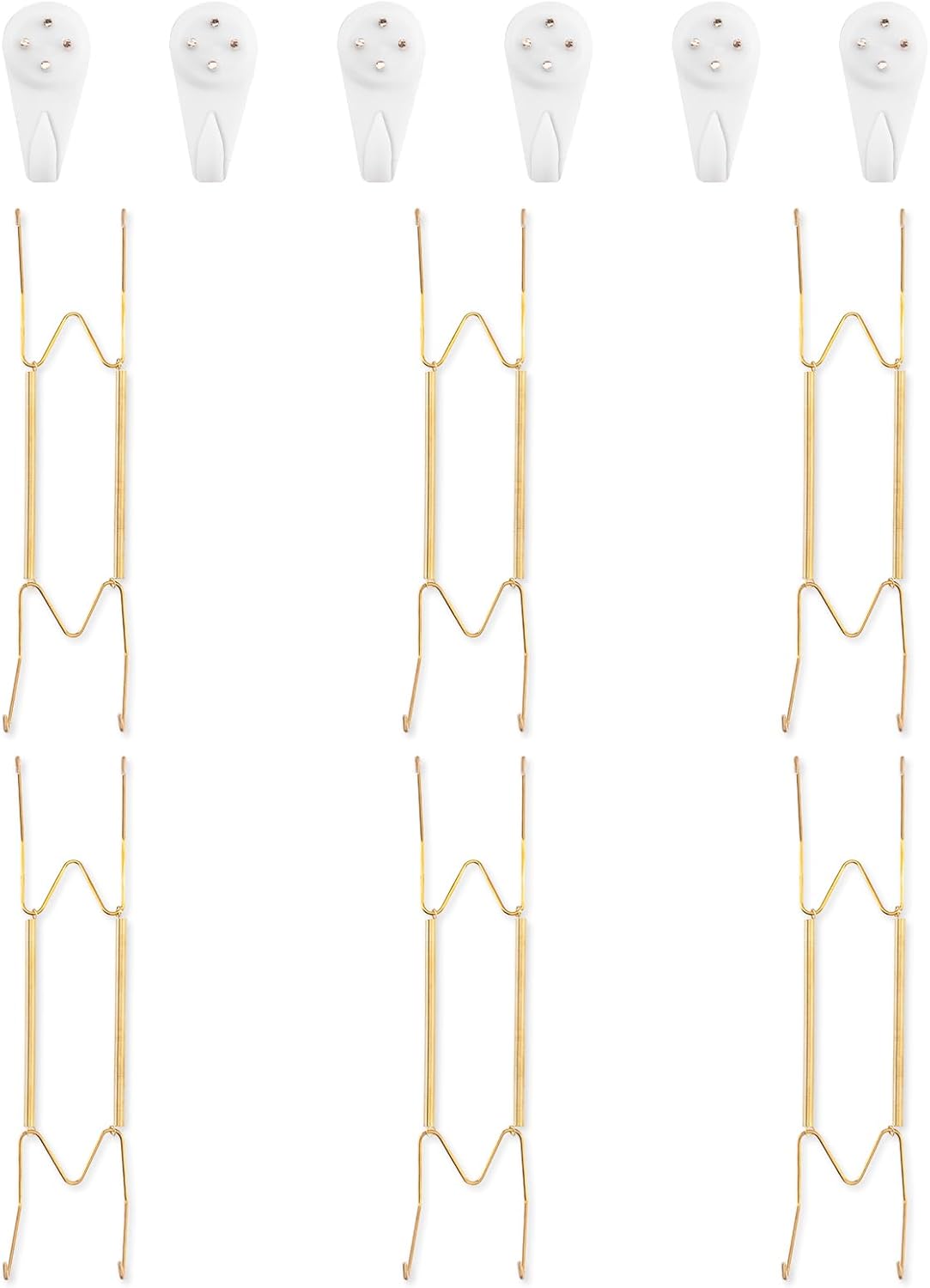 Bilillo 6 Pack Plate Hangers for the Wall, Suitable for 10-14 inch Art Plate, Stainless Steel Invisible Heavy Duty Wire Plate Holder with Wall Hooks, Plate Hangers for Displaying Plates, Platter, Dish