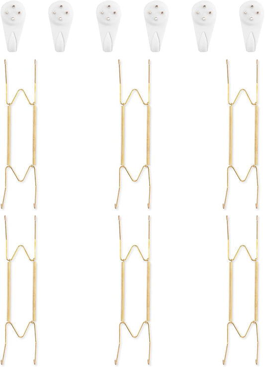 Bilillo 6 Pack Plate Hangers for the Wall, Suitable for 10-14 inch Art Plate, Stainless Steel Invisible Heavy Duty Wire Plate Holder with Wall Hooks, Plate Hangers for Displaying Plates, Platter, Dish