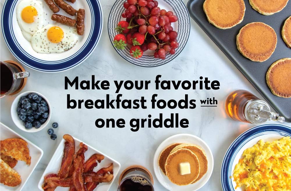 Nordic Ware Two Burner Griddle, 10.3 x 17.4 inches, Non-Stick, Black