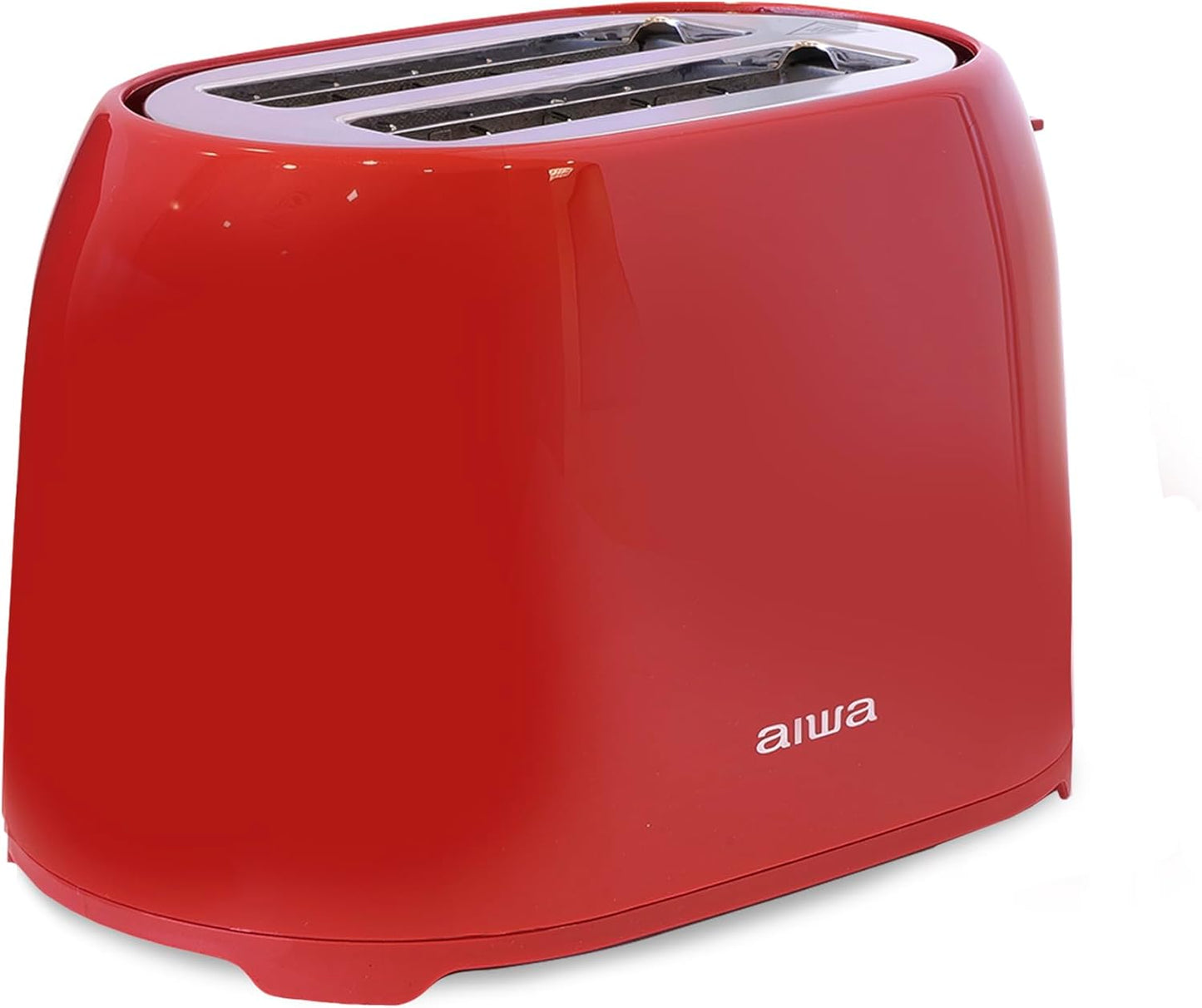 Aiwa Toaster, 2 Slice Wide Slot, Reheat and Defrost Function, 6 Browning Settings, Drop Down Crumb Tray, Red