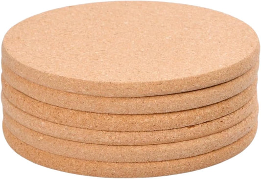 Cork Costers Set of 6, Table Mats for Table Hot Pot, Non Slip Thick Cork Trivet for Coffee, Tea, Kettles, Pots, Pans, and Plants 7.5inch